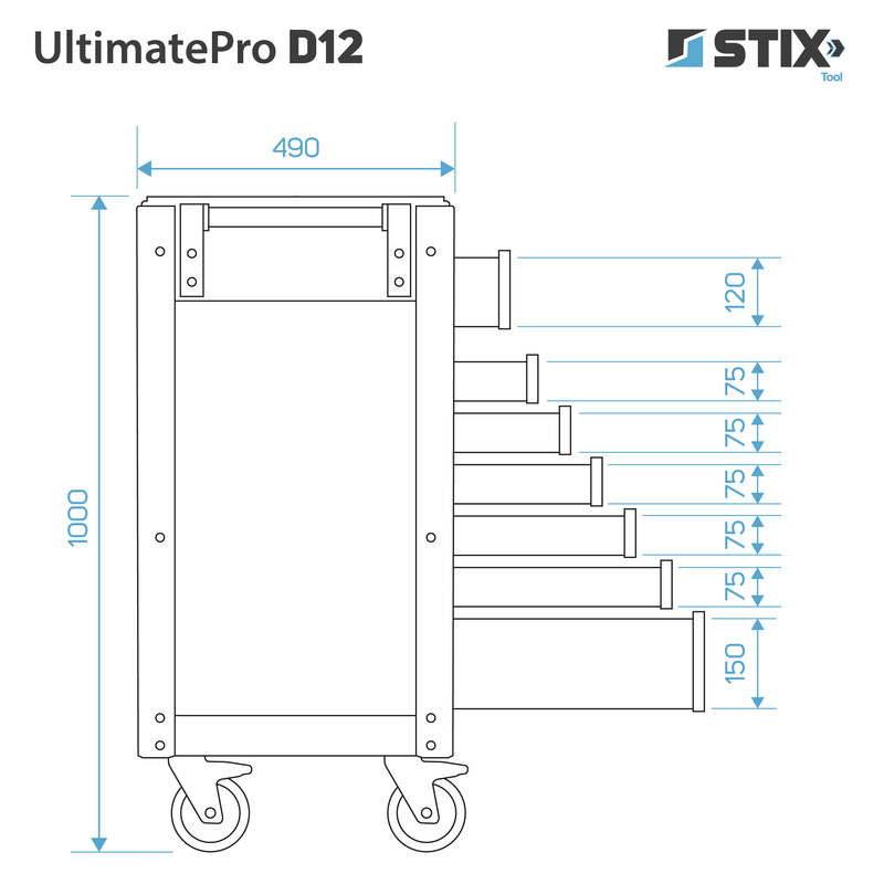 Rolling tool cabinet UltimatePro D12 - Stix