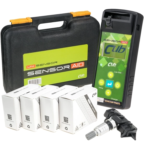 Starter kit: CUB TPMS Sensor AID Pro 3.0 (EU+US) pressure sensor programmer + 4 Uni Sensor 433Mhz pressure sensors