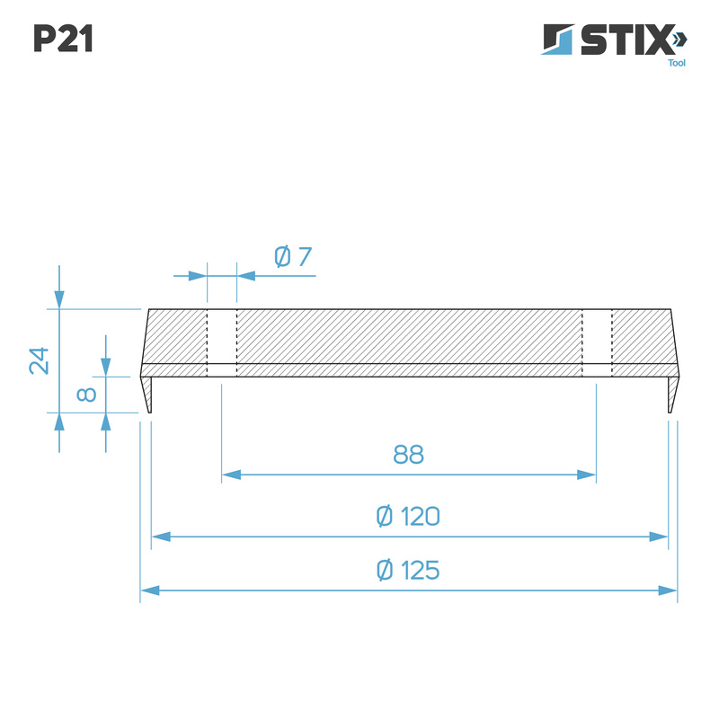 P21 Reinforced Jack Pad for Lift Arm, 2 Holes, 125×120x24 – Stix