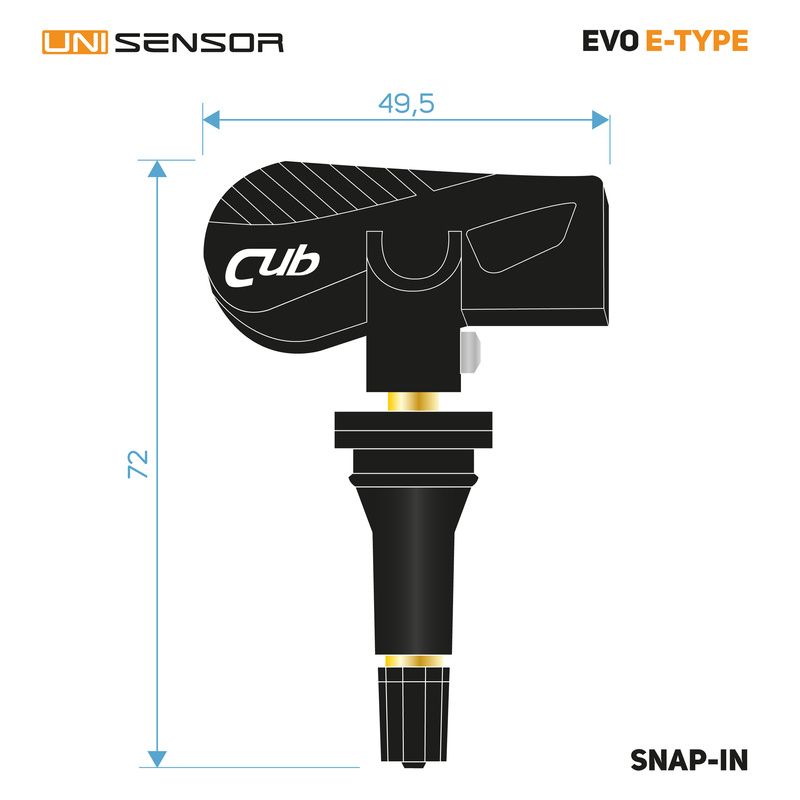 Czujnik ciśnienia CUB TPMS UNI Sensor 4.0 EVO E-type - Snap-In 