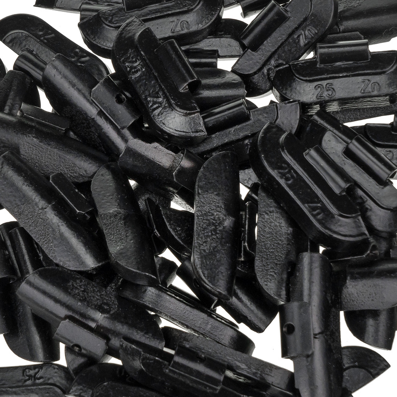 BLACK zinc clip-on wheel weights STD ZN/S 25 g for steel wheels (50 pcs) – Stix