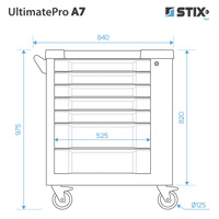 Workshop cabinet / tool trolley with 7 drawers, side compartment – UltimatePro A7 – Stix