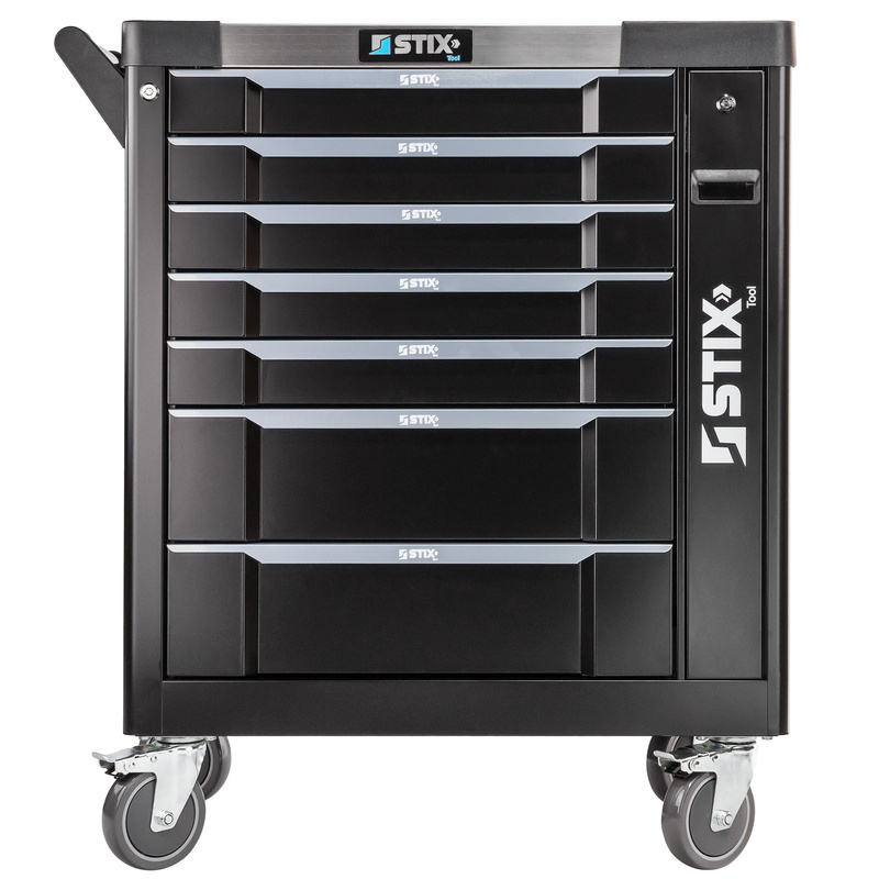 Workshop cabinet / tool trolley with 7 drawers, side pull-out compartment – UltimatePro B7 – Stix