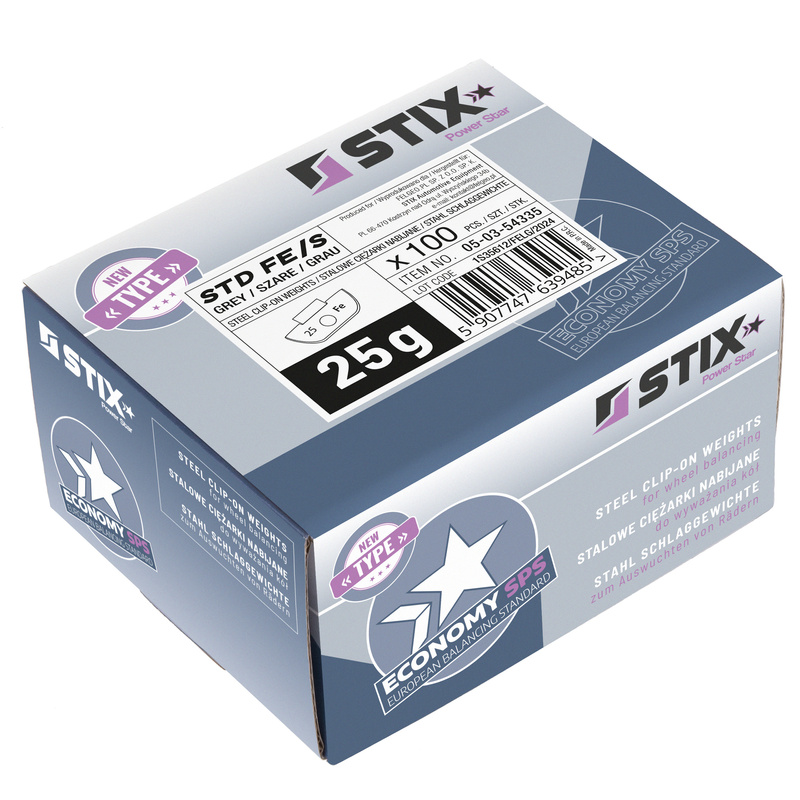 STD steel wheel weights for FE/S steel rims 25g / 100 pcs. - Stix