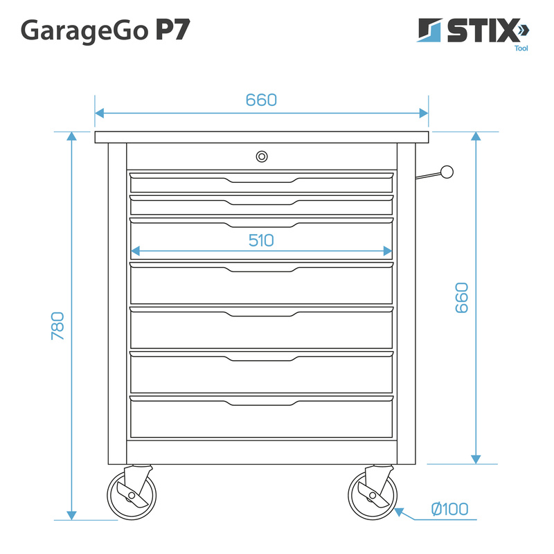 Rolling tool cabinet GarageGo P7 - Stix