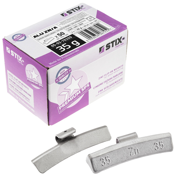 Ciężarki nabijane ALU Cynkowe do felg aluminiowych ZN/A 35g / 50 szt. - Stix
