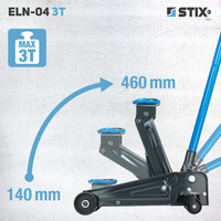 Hydraulic Floor Jack / Trolley Jack, lifting height 140–460 mm ELN-04 3T – Stix