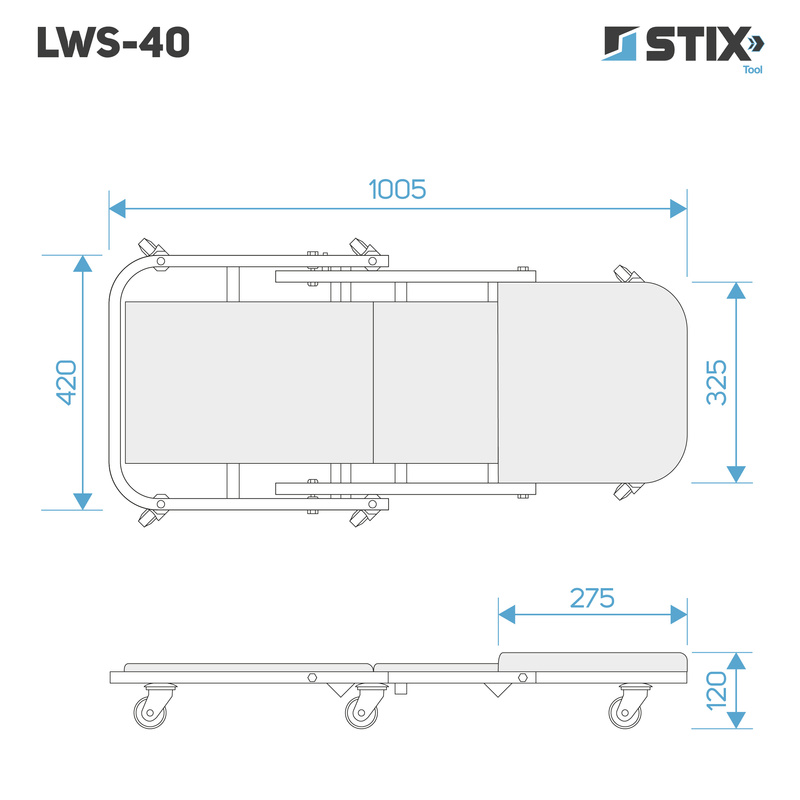 Leżanka warsztatowa składana / stołek warsztatowy 2w1 LWS-40 - Stix