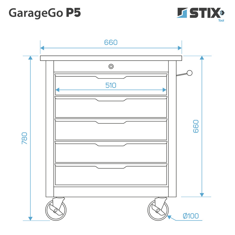 Rolling tool cabinet GarageGo P5 - Stix
