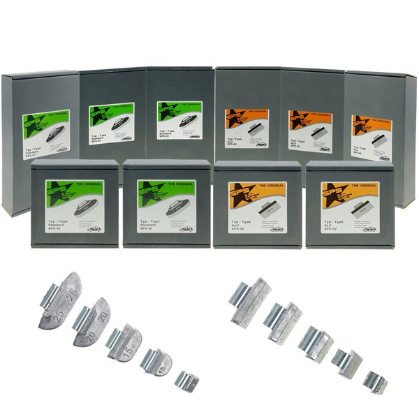 Set of clip on weights SPS STD PB/S + SPS ALU PB/A (5-25 g, lead - 1000 pcs. - Stix