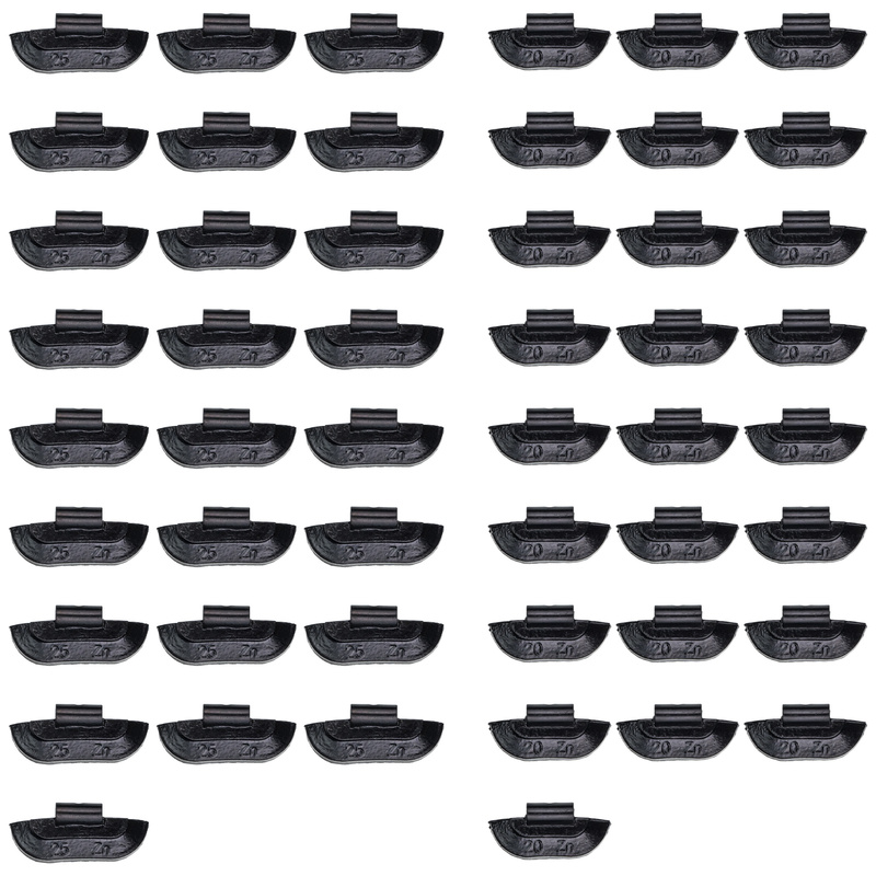 BLACK Zinc Clip-On Wheel Weights ZN/S for Steel Wheels – Multibox Set 50 pcs (20–25 g)