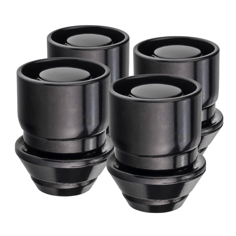 Felgenschlösser für Originalfelgen von Ford – M12x1,5, Kegelbund und beweglicher Unterlegscheibe, Schwarz – Carbonado C-Block