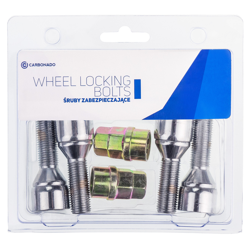 Anti-theft locking wheel bolts for alloy wheels / M14x1.5 conical seat / 35 mm thread, chrome – Carbonado C-Block