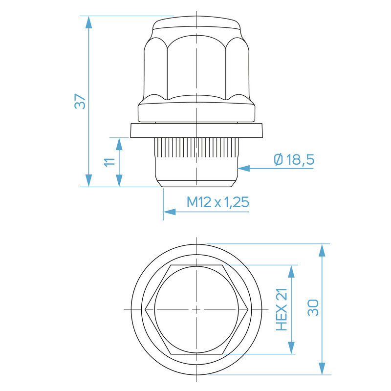 Radmuttern für originale Alufelgen Nissan M12x1,25 flache bewegliche Unterlegscheibe, Schlüsselweite 21 - Carbonado