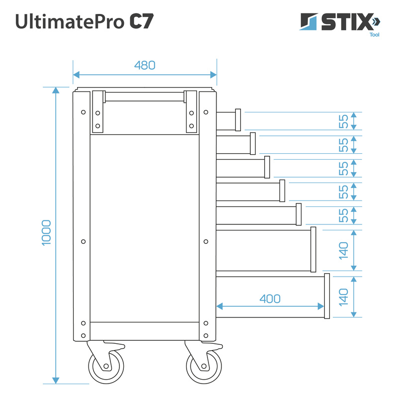 Werkstattschrank / Werkzeugwagen mit 7 Schubladen – UltimatePro C7 – Stix
