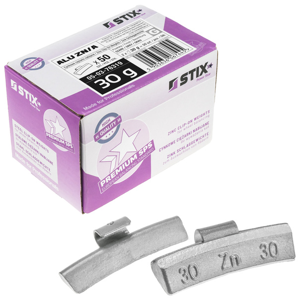 Ciężarki nabijane ALU Cynkowe do felg aluminiowych ZN/A 30g / 50 szt. - Stix