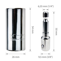 Universal Steckschlüssel Cr-V Nuss Multi 7-19 mm Universalschlüssel + Adapter
