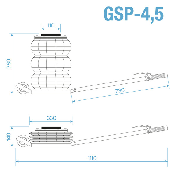 Podnośnik pneumatyczny poduszkowy - bałwanek 4,5T GSP4,5 STIX / Ocynk