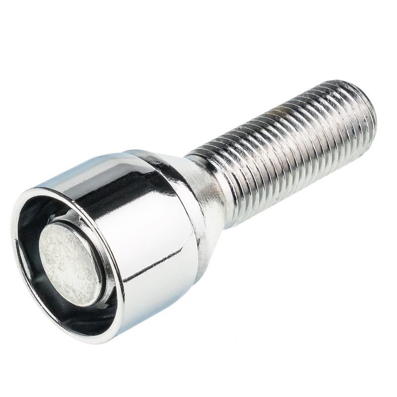 Anti-theft locking wheel bolts for alloy wheels / M14x1.5 conical seat / 35 mm thread, chrome – Carbonado C-Block