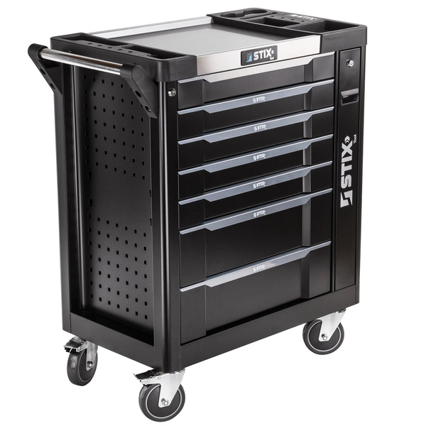 Workshop cabinet / tool trolley with 7 drawers, side pull-out compartment – UltimatePro B7 – Stix