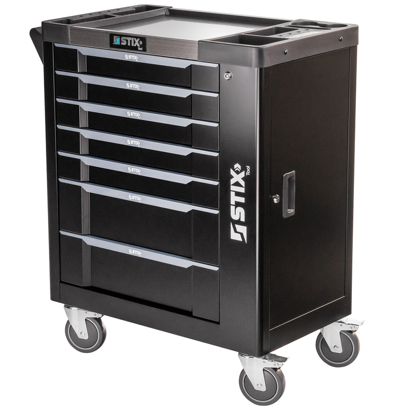 Workshop cabinet / tool trolley with 7 drawers, side compartment – UltimatePro A7 – Stix