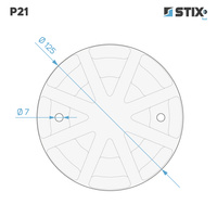 P21 Verstärkte Gummiauflage für Tragarm, 2 Bohrungen, 125x120×24 – Stix