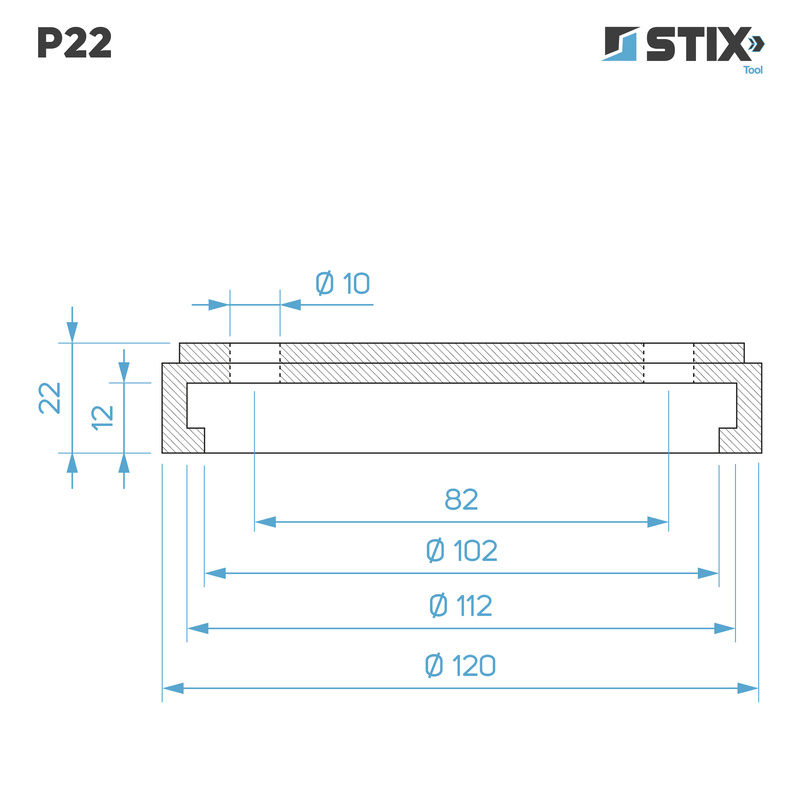 P22 Reinforced Jack Pad for Lift Arm, 2 Holes, 120x112x22 – Stix