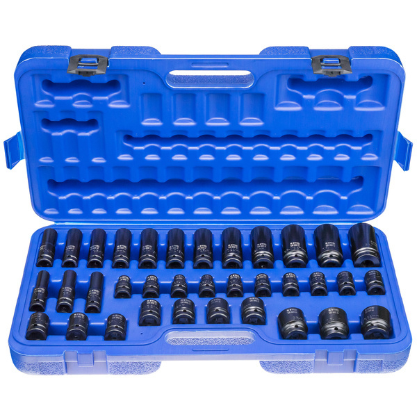 1/2" Impact Sockets, Long and Short, 35-Piece Set, Case (8 to 32 mm) STT CR-MO SERIES 10 - Stix Tool