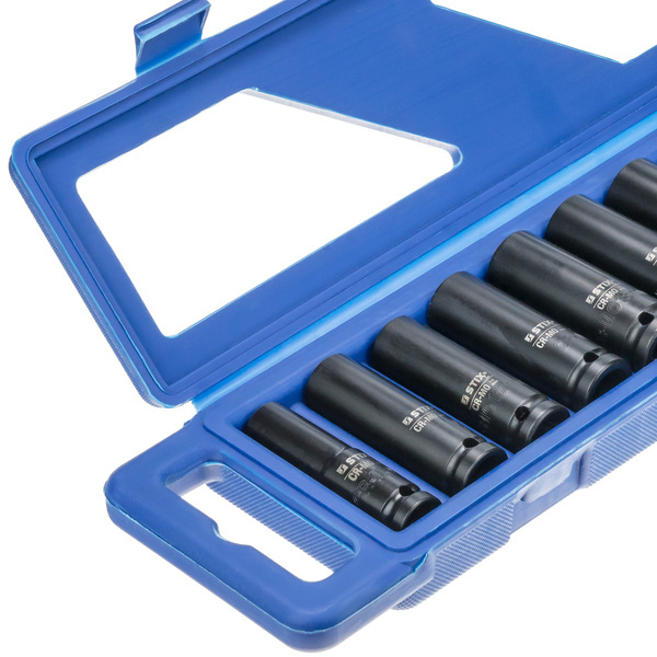 1/2"-Schlagschraubendreher-Einsätze, lang, 10-teiliges Set im Koffer (13, 15, 16, 17, 18, 19, 21, 22, 24, 26) STT CR-MO SERIES 3 – Stix Tool