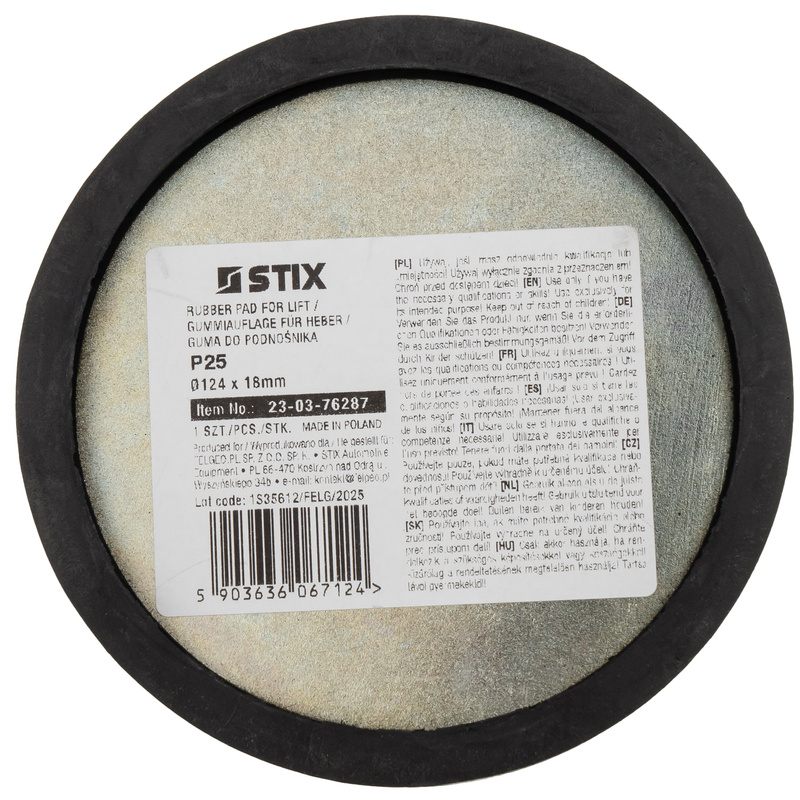 P25 Gummiauflage für Tragarm, 124×114×18,6 – Stix