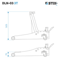 Hydraulischer Rangierwagenheber mit Pedal, Niedrigprofil, Hubhöhe 75–505 mm – DLN-03 3T – Stix