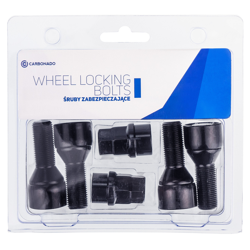 Anti-theft locking wheel bolts for alloy wheels / M14x1.25 conical seat / 30 mm thread, black – Carbonado C-Block