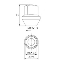 Mutter für original Ford M12x1.5 Felgen / Einteilig - Carbonado