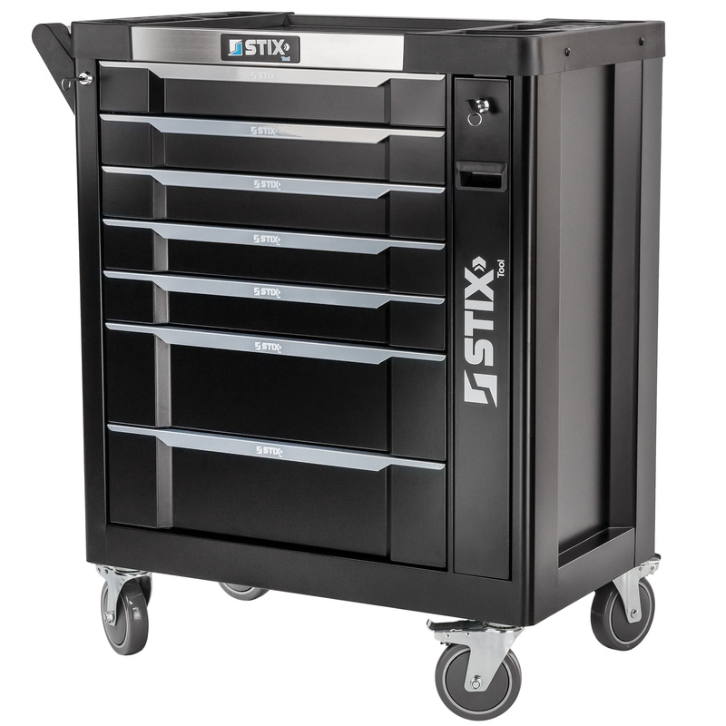 Workshop cabinet / tool trolley with 7 drawers, side pull-out compartment – UltimatePro B7 – Stix
