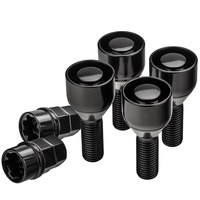 Diebstahlsichere Felgenschlossschrauben für Leichtmetallfelgen / M12x1,5 Kegelbund / 28 mm Gewindelänge, schwarz – Carbonado C-Block