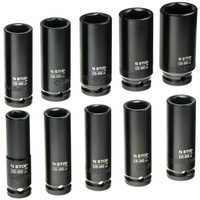 1/2"-Schlagschraubendreher-Einsätze, lang, 10-teiliges Set im Koffer (13, 15, 16, 17, 18, 19, 21, 22, 24, 26) STT CR-MO SERIES 3 – Stix Tool