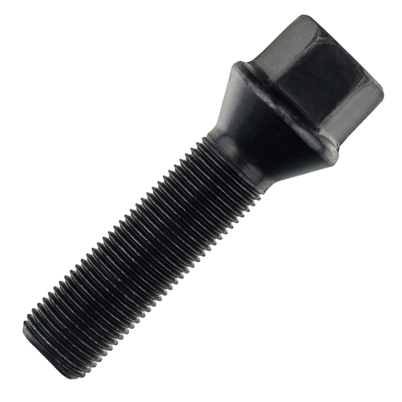 Czarna śruba do felg M14x1.25 45 mm – klucz 17. Stożek