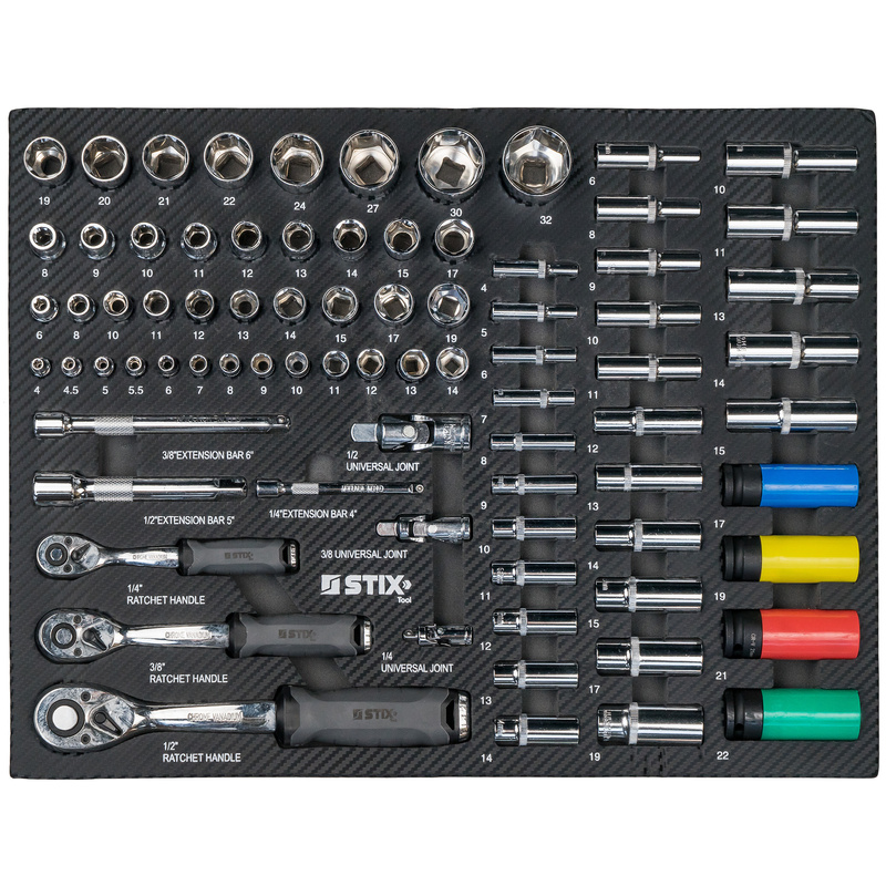 Werkzeugschrank / Werkstattwagen mit 7 Schubladen, ausziehbarem Seitenschrank + Werkzeugsatz – UltimatePro B7/TS1 – Stix