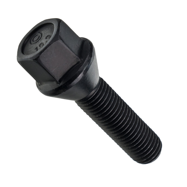 Czarna śruba do felg M12x1.50 40 mm – klucz 17. Stożek