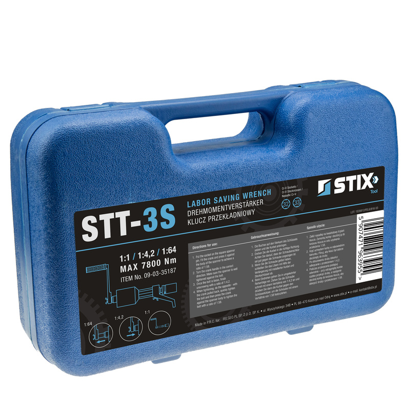 Klucz planetarny przekładniowy do kół STT-3S (1:64/1:4,2/1:1) 7800 Nm - Stix