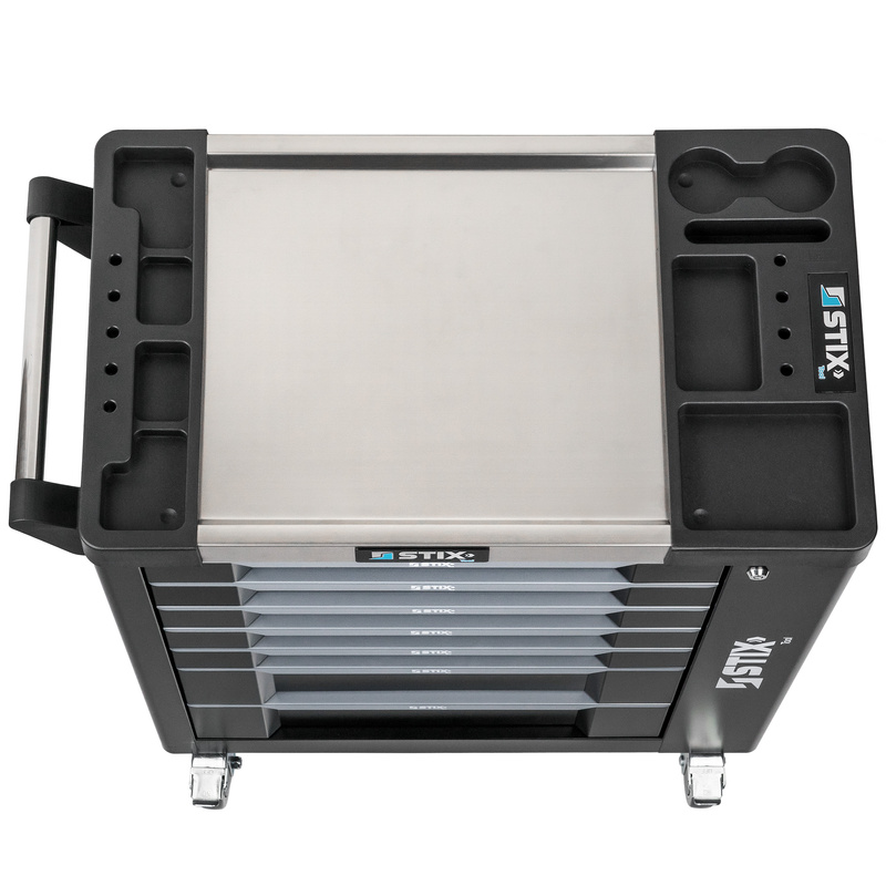 Workshop cabinet / tool trolley with 7 drawers, side compartment – UltimatePro A7 – Stix