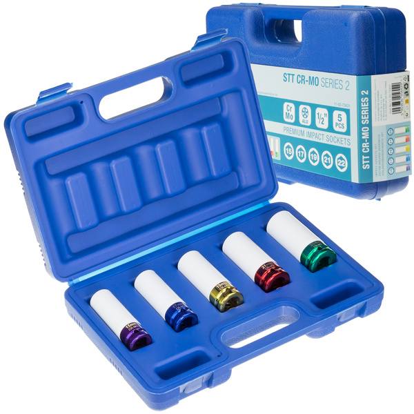 PREMIUM STT CR-MO langer Steckschlüsselsatz im Koffer 15/17/19/21/22 - Stix Tool