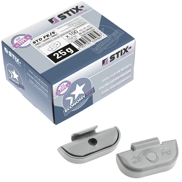 STD steel wheel weights for FE/S steel rims 25g / 100 pcs. - Stix