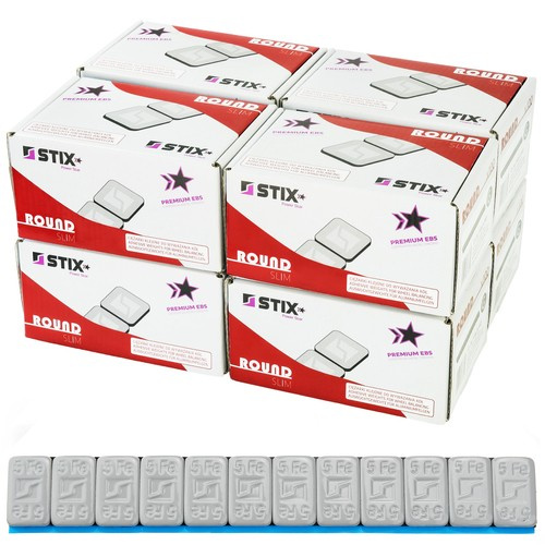 Klebewuchtgewichte für Aluminiumfelgen Rounded Slim beschichtet – 60 g (12 × 5 g / Pulverbeschichtung / breites Klebeband) – 800 Stk. – Stix