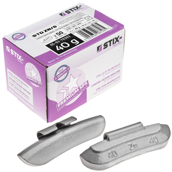 Zinc Clip-On Wheel Weights ZN/S 40 g for Steel Wheels (50 pcs)