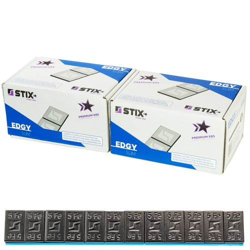 Ciężarki klejone do felg aluminiowych czarne Edgy Slim Black - 60g (12x5g / szeroka taśma) - 200 szt. - Stix