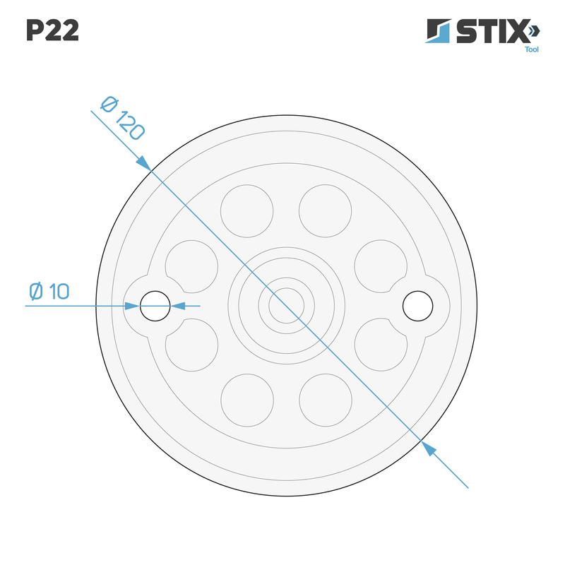 P22 Reinforced Jack Pad for Lift Arm, 2 Holes, 120x112x22 – Stix