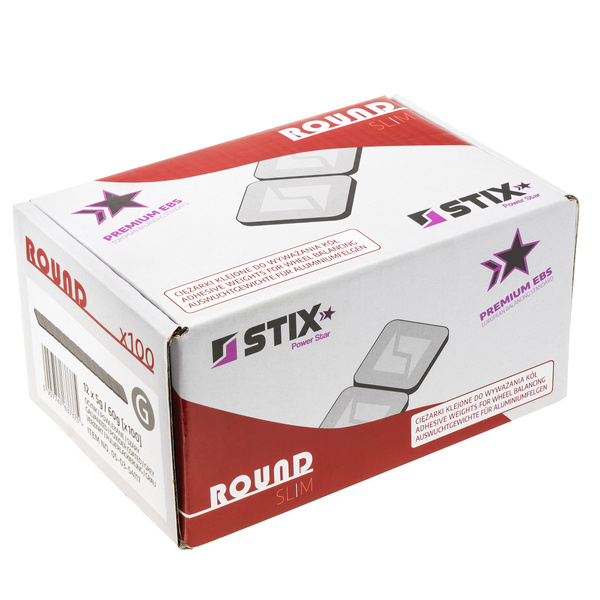 Klebewuchtgewichte für Aluminiumfelgen Rounded Slim beschichtet – 60 g (12 × 5 g / Pulverbeschichtung / breites Klebeband) – 400 Stk. – Stix