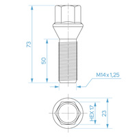 Radschraube M14x1,25 Kegel / SW 17 – 50 mm