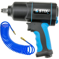 Pneumatic Impact Wrench 1700 Nm 1/2" STIX STT-17 Composite + Spiral Pneumatic Hose 12/8 mm 10 m Polyurethane PREMIUM STIX
